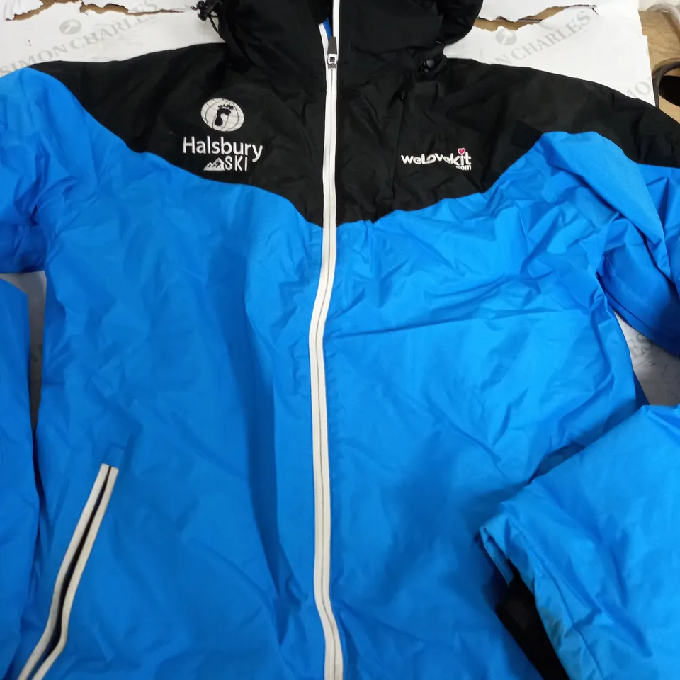 HALSBURY SKI HEAVY PADDED BLUE & BLACK JACKET WITH HOOD - MEDIUM