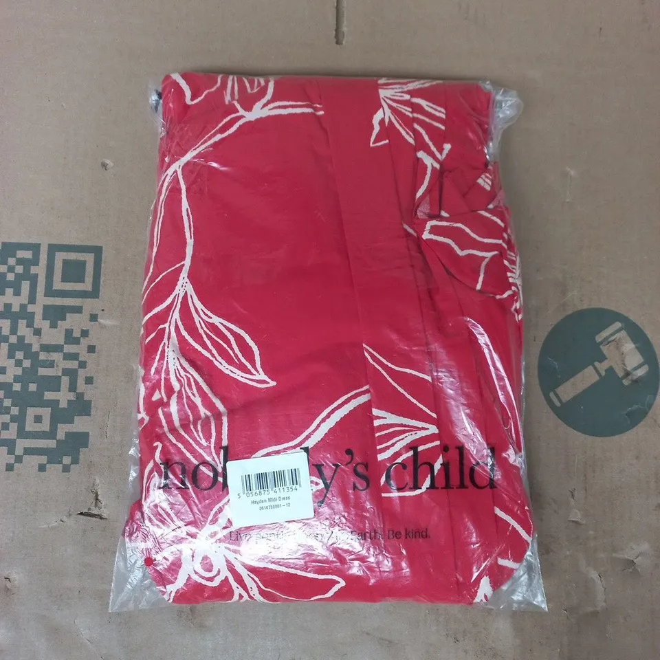 BAGGED NOBODY'S CHILD HAYDEN MIDI DRESS IN RED SIZE UK 12