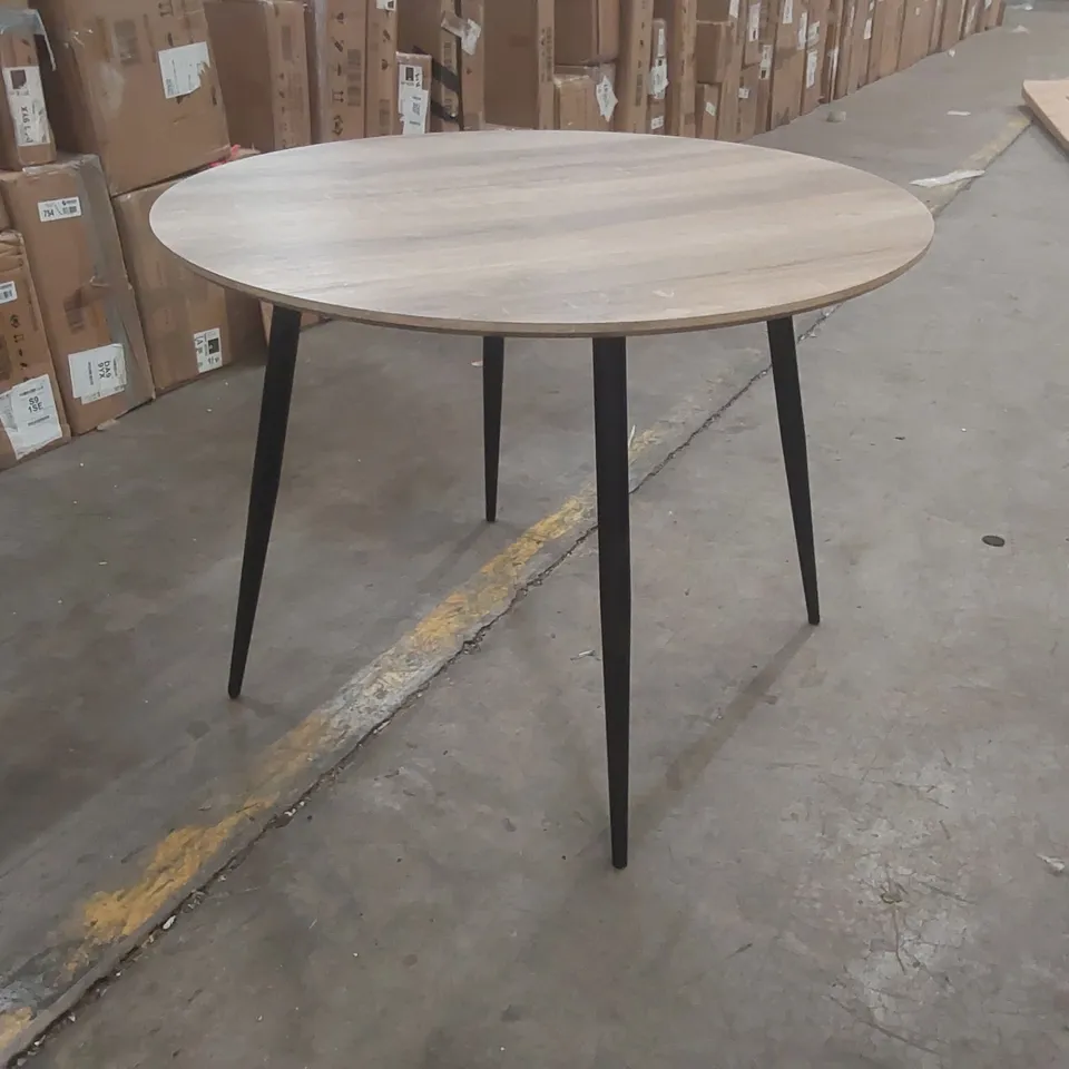 DESIGNER ROUND WOODEN DINING TABLE WITH METAL LEGS