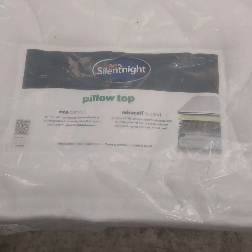 QUALITY BAGGED DESIGNER 90cm SILENTNIGHT PILLOWTOP MIRACOIL SPRUNG FIRM MATTRESS  RRP £349
