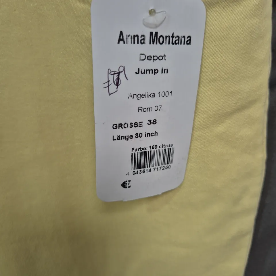 ANNA MONTANA WOMEN'S JEANS – CITRUS YELLOW, SIZE 38, LENGTH 30 INCHES