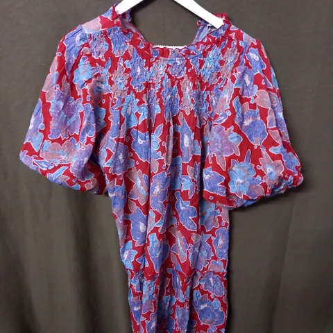 OASIS DIAMOND YOKE DETAIL FLORAL SMOCK DRESS SIZE 10