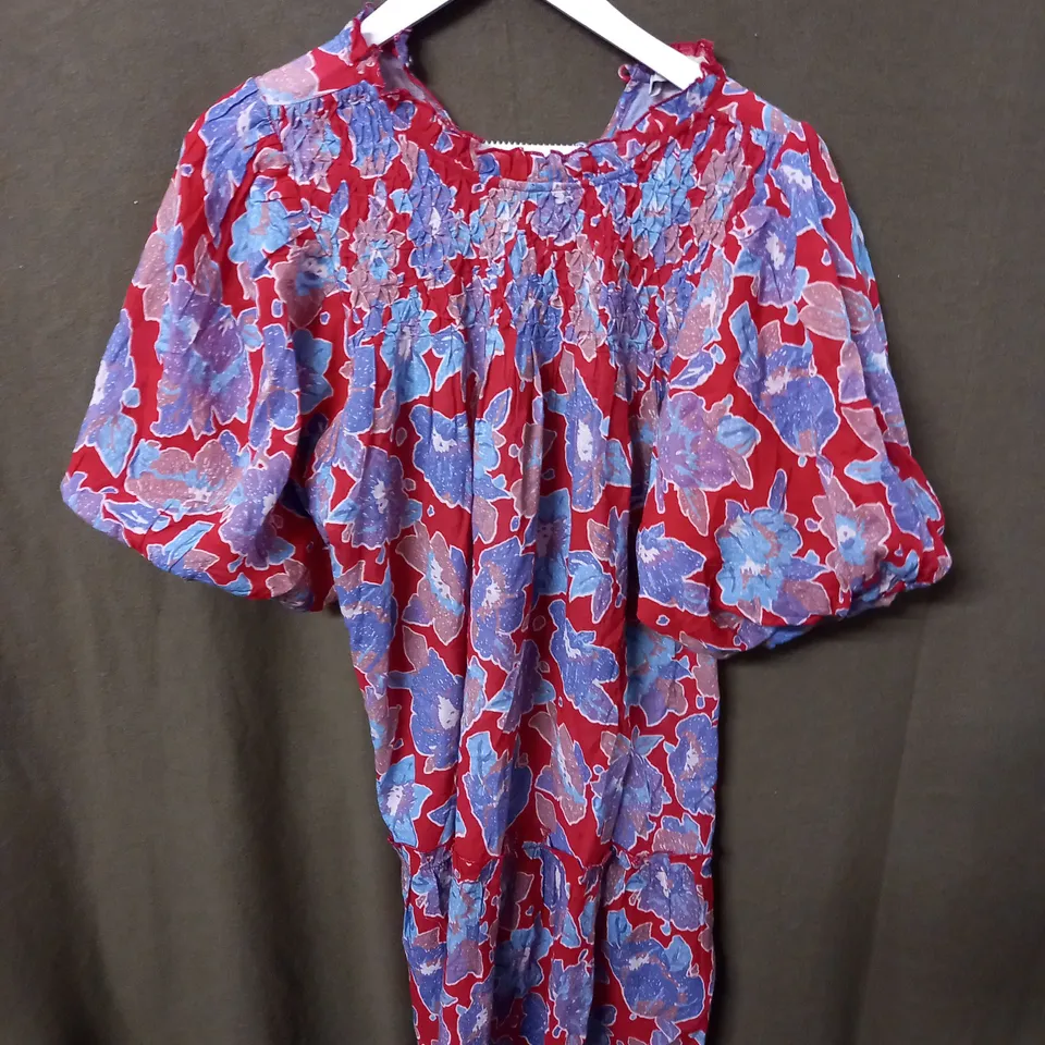 OASIS DIAMOND YOKE DETAIL FLORAL SMOCK DRESS SIZE 10