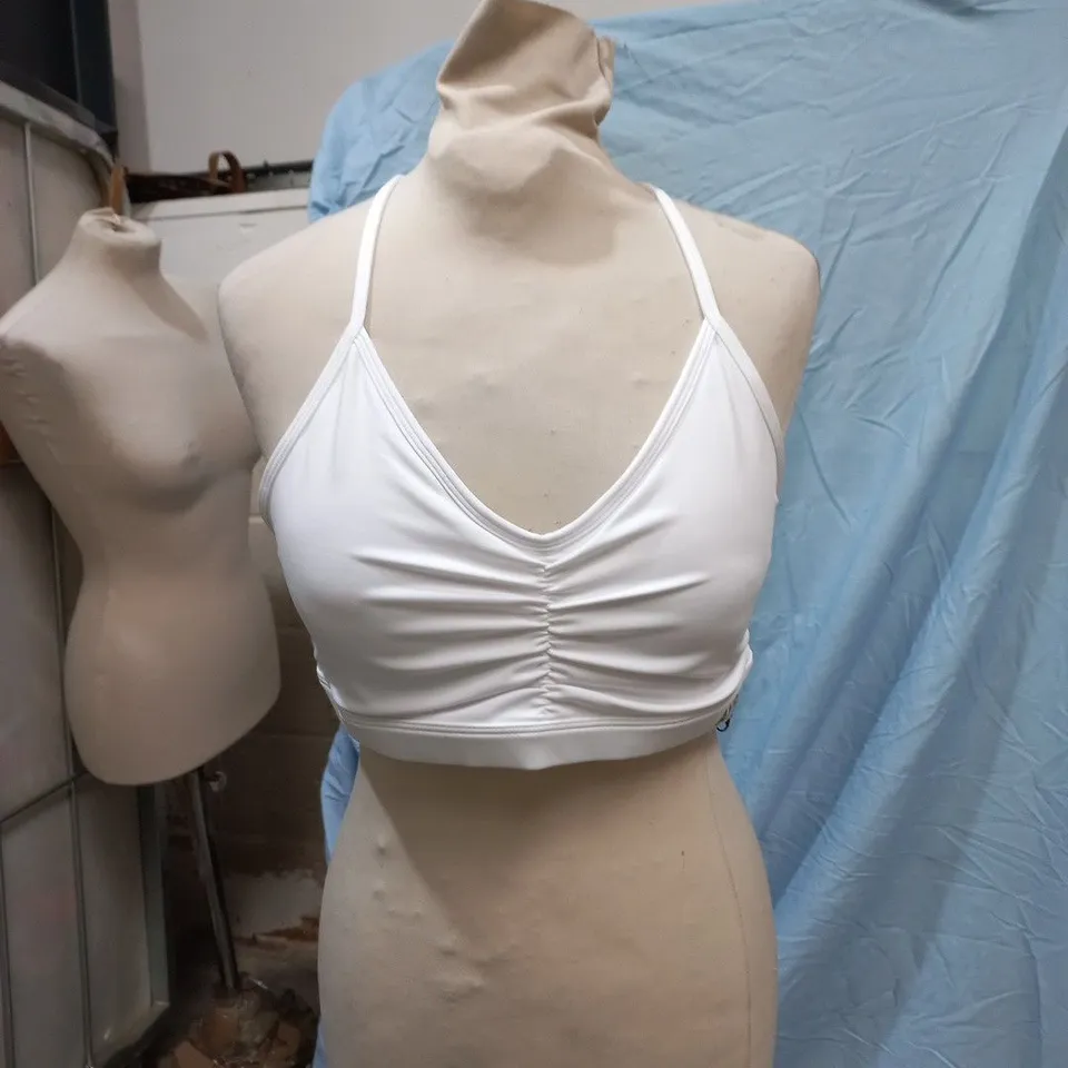AYBL ESSENTIAL RUCHED SPORTS BRA – WHITE, UK SIZE L