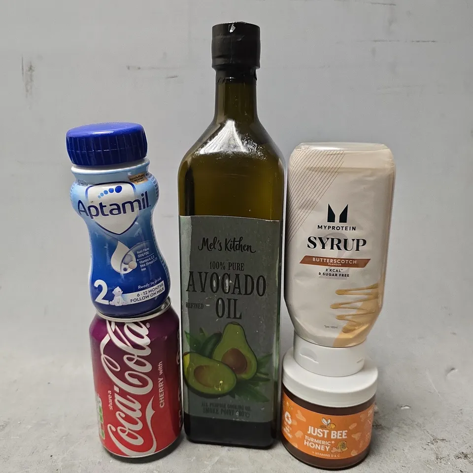 APPROXIMATELY 12 ASSORTED FOOD & DRINK ITEMS TO INCLUDE -  APTAMIL 2 , COCO COLA CHERRY , AVOCADO OIL ETC
