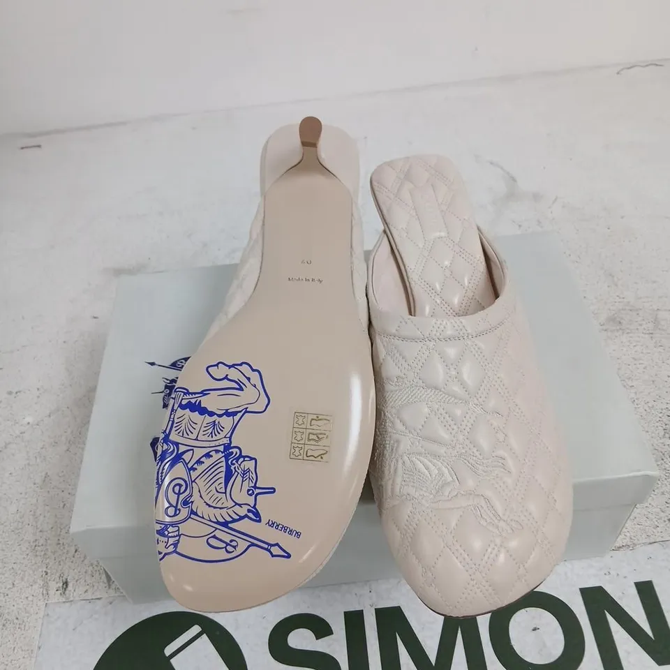 BURBERRY QUILTED LEATHER MULES – NUDE BEIGE, UK 7 (EU 40), MADE IN ITALY