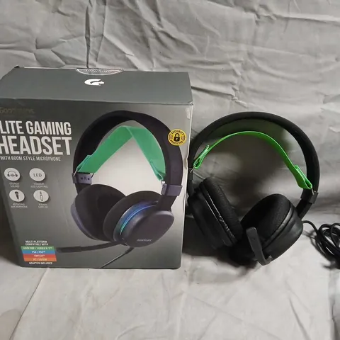 ELITE GAMING HEADSET WITH BOOM MICROPHONE – GREEN HEADBAND (BOXED)