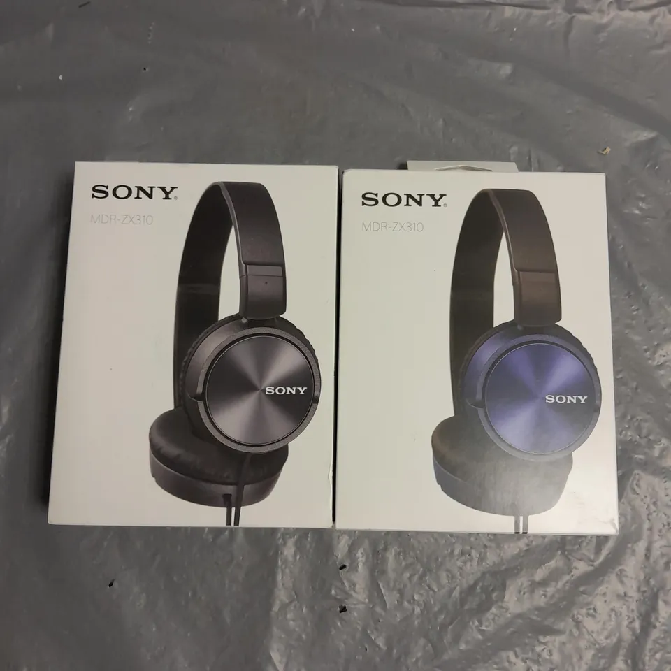 BOXED SONY X2 WIRED STEREO HEADPHONES IN BLACK AND BLUE