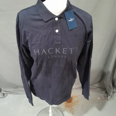 HACKETT LOGO POLO LONG SLEEVE IN MIDNIGHT BLUE SIZE 15/16YRS