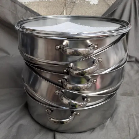 5 LAYERS STAINLESS STEEL STEAMER PAN WITH LID