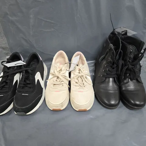 LARGE BOX OF ASSORTED OF UNBOXED SHOES IN VARIOUS SIZES, STYLES AND COLOURS