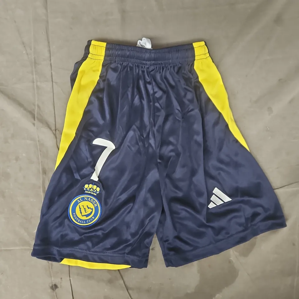 ADIDAS AL NASSR FC 24/25 AWAY FOOTBALL SHORTS SIZE 22 - NUMBER 7