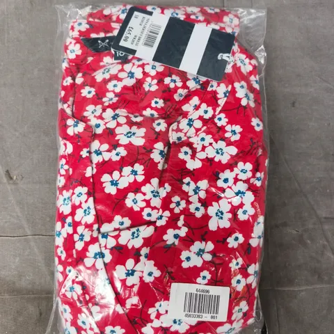 BAGGED CREW CLOTHING COMPANY NINA JERSEY DRESS IN RED W. FLORAL DESIGN SIZE 10