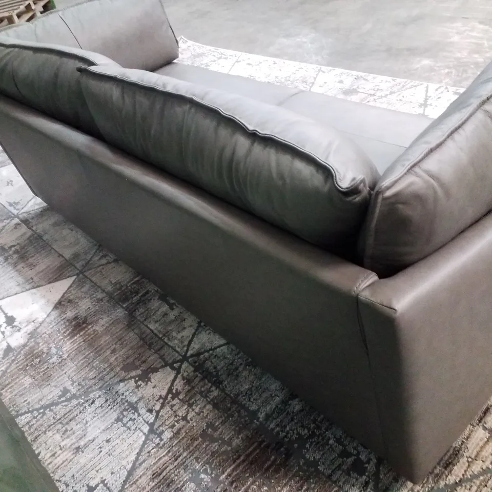 BRAND NEW DESIGNER AVA LEATHER 3 SEATER SOFA - DARK GREY