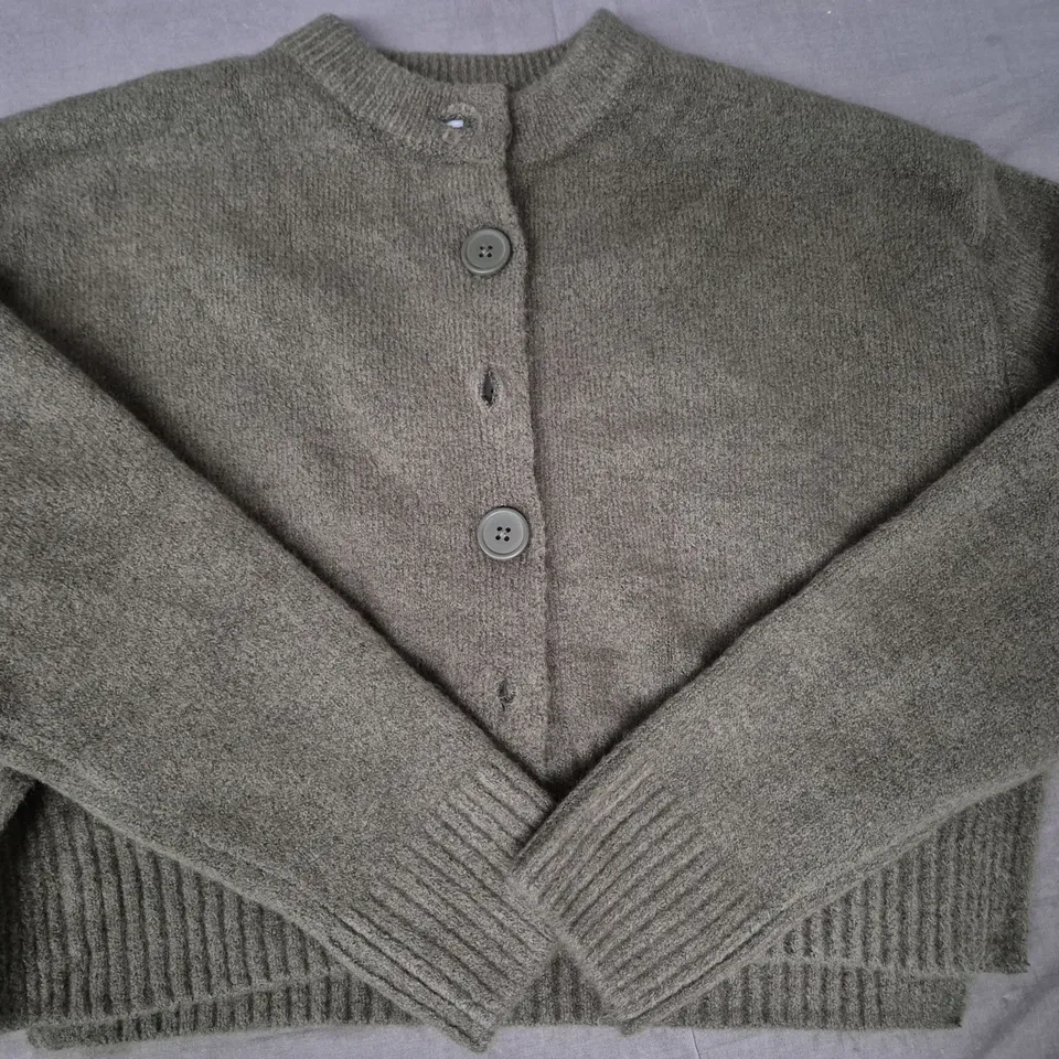 ZARA BUTTON-UP CARDIGAN IN DARK GREEN SIZE UK MEDIUM