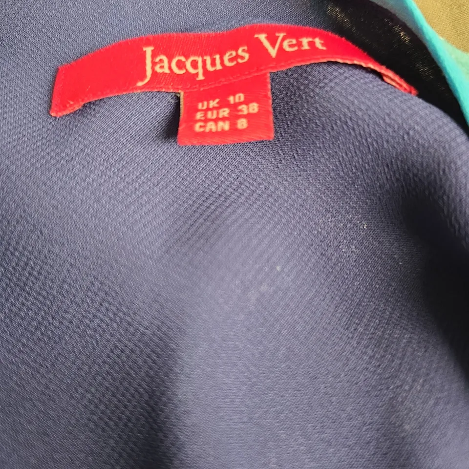 JACQUES VERT WOMEN’S TOP, NAVY & TEAL LEAF PRINT, UK 10