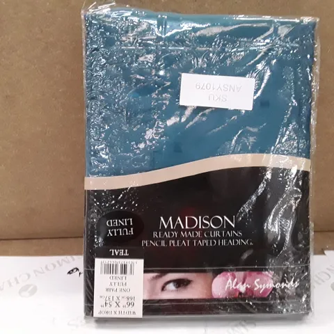 BRAND NEW MADISON PENCIL PLEAT CURTAINS - 168CM X 137CM (TEAL)