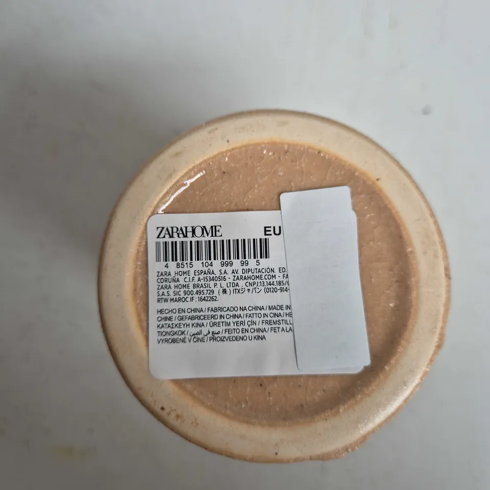 ZARA HOME CERAMIC CUP/TUMBLER – BEIGE WITH DECORATIVE BAND