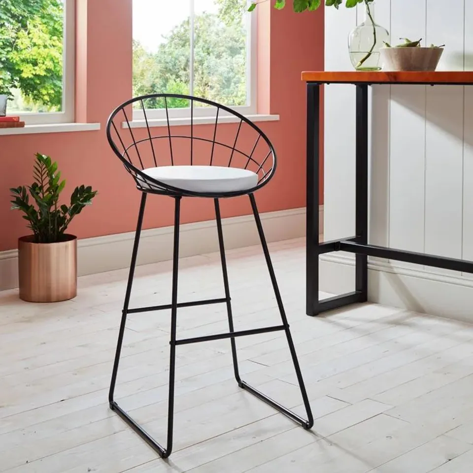 BOXED DELWOOD 75cm BAR STOOL - BLACK (1 BOX)