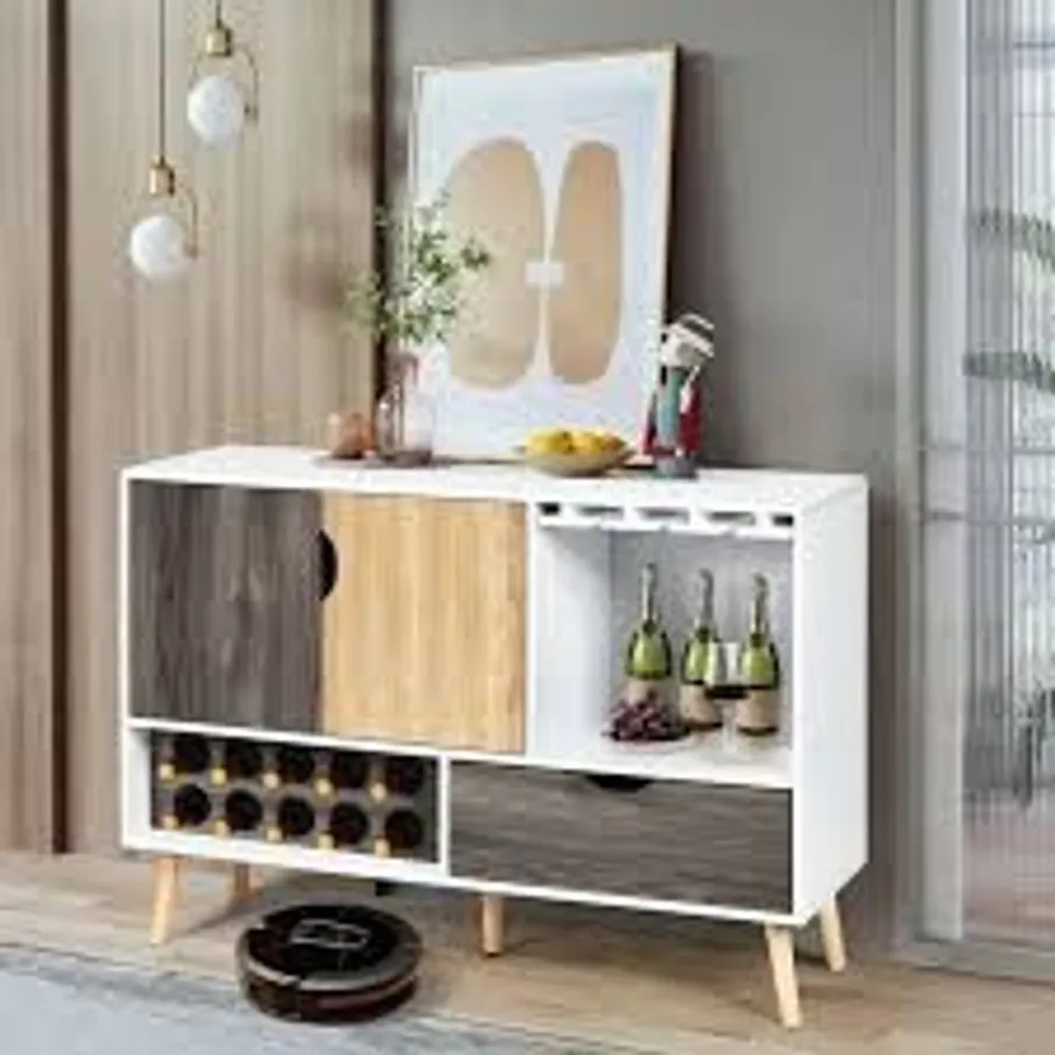 BOXED COSTWAY BUFFET SIDEBOARD KITCHEN CUPBOARD WITH WINE RACK