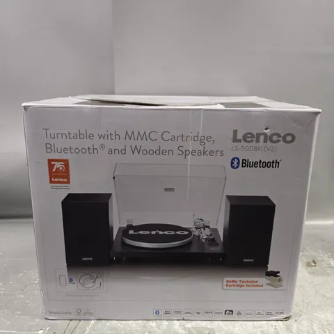 BOXED LENCO LS-500BK V2 BLUETOOTH TURNTABLE WITH SPEAKERS
