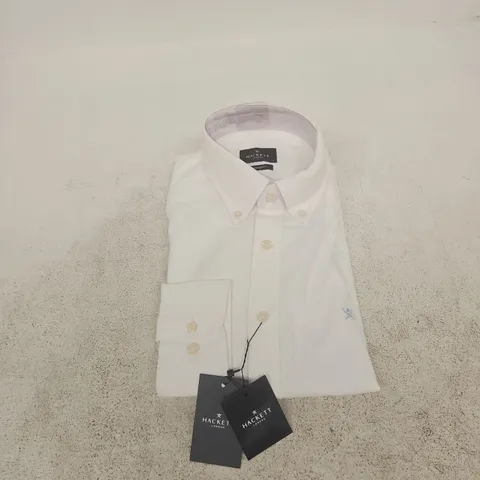 HACKETT LONDON WHITE DRESS SHIRT – TAILORED FIT – BUTTON-DOWN COLLAR – UK LARGE