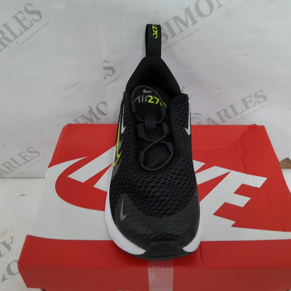 BOXED PAIR OF NIKE AIR MAX 270 IN BLACK/GREEN - UK KIDS 8.5