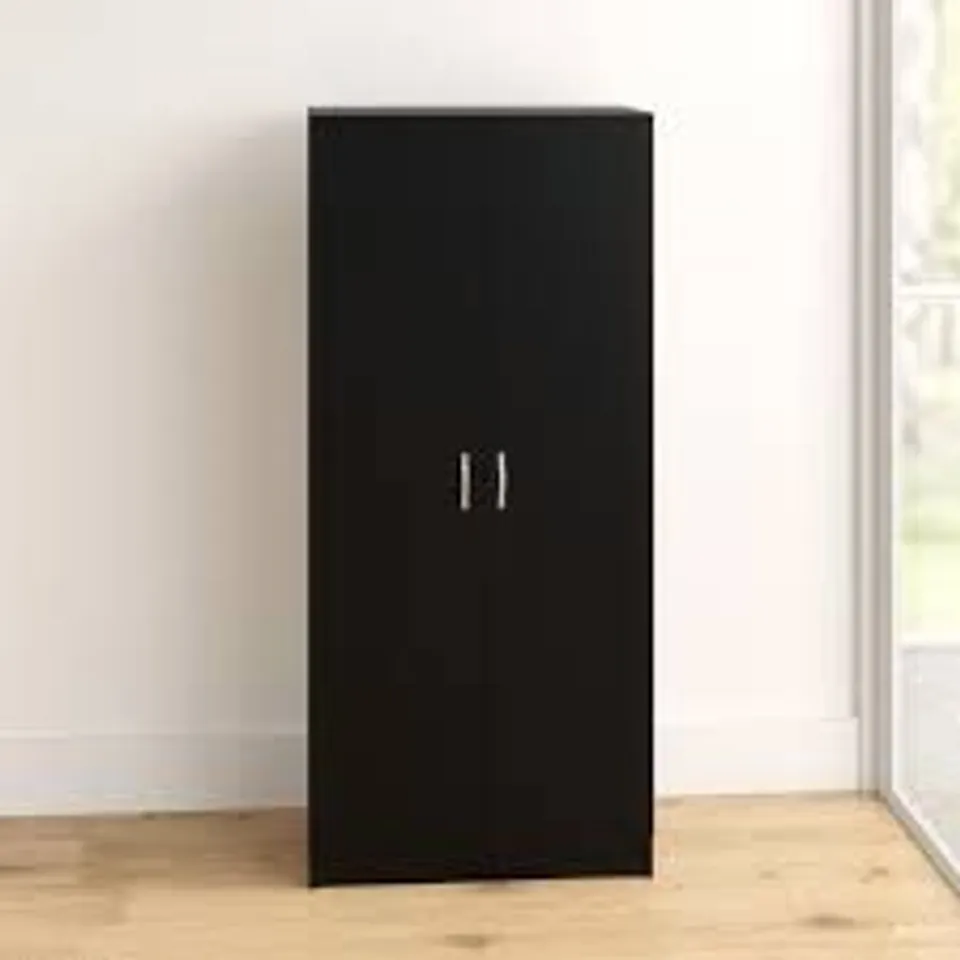 BOXED MISTAYA 2-DOOR BLACK WARDROBE (2 BOXES)