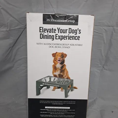 365 DISCOVERIES GROUP ADJUSTABLE DOG BOWL STAND – BOXED (TWO BOWLS)