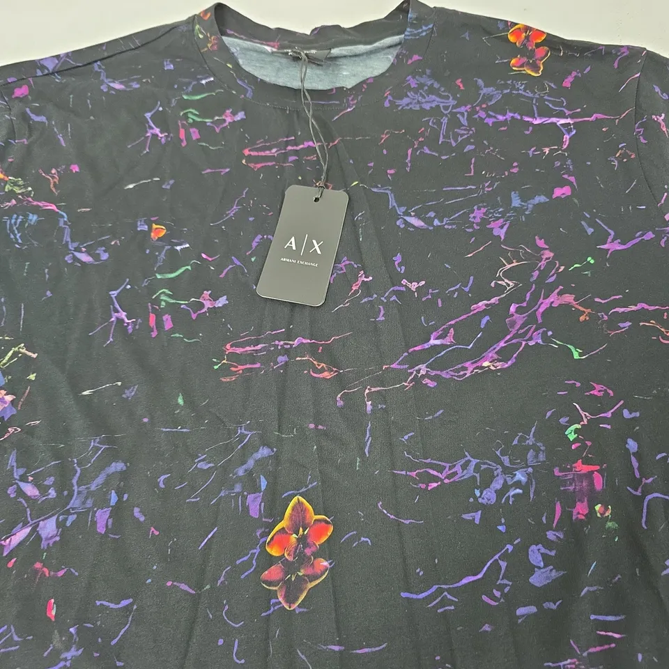 ARMANI EXCHANGE A/X T-SHIRT – ALL-OVER FLORAL PRINT, BLACK, XL