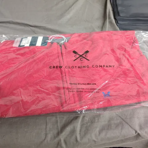 CREW CLOTHING ORGANIC COTTON HALF-ZIP JUMPER – PINK, UK SIZE L