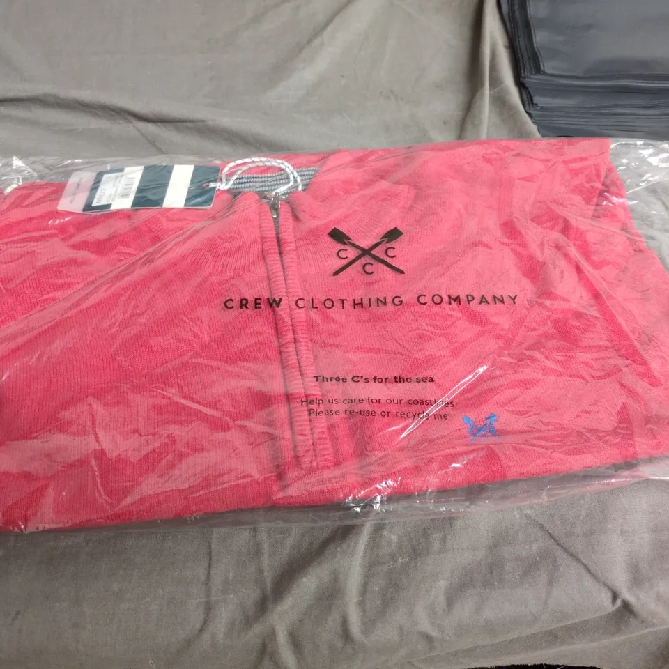 CREW CLOTHING ORGANIC COTTON HALF-ZIP JUMPER – PINK, UK SIZE L