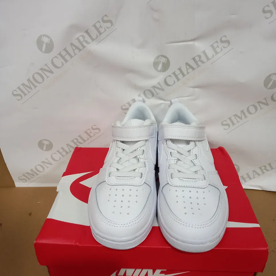 PAIR OF BOXED NIKE COURT BOROUGH LOW 2 TRAINERS IN WHITE SIZE 12