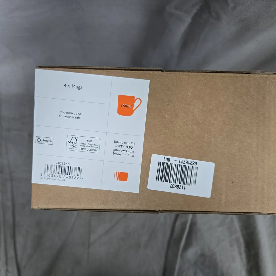 John Lewis 4 x 360ml White Mugs – Boxed