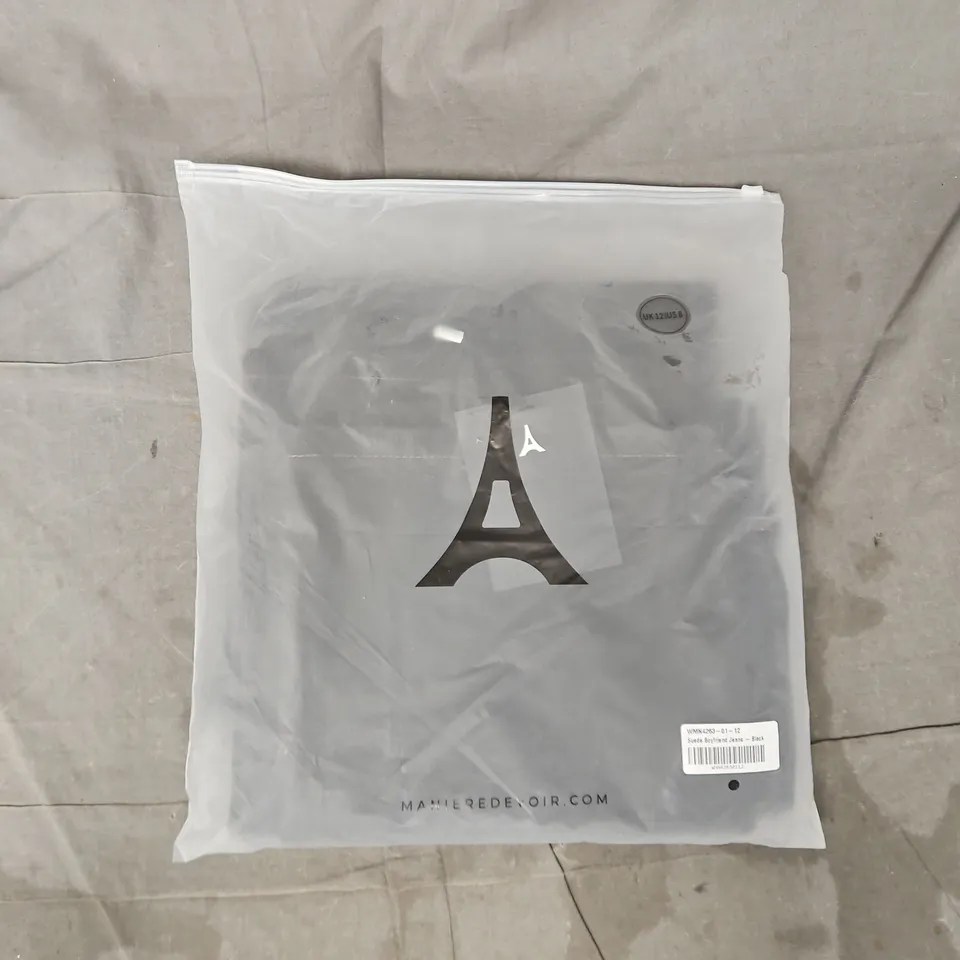 BAGGED MANIÉRE DE VOIR SUEDE BOYFRIEND JEANS IN BLACK SIZE 12