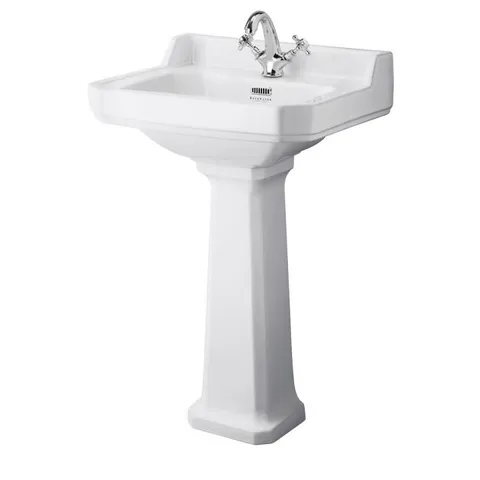 BOXED BAYSWATER FITZROY BASIN WITH LARGE FULL PEDESTAL 560MM WIDE 1 TAP HOLE