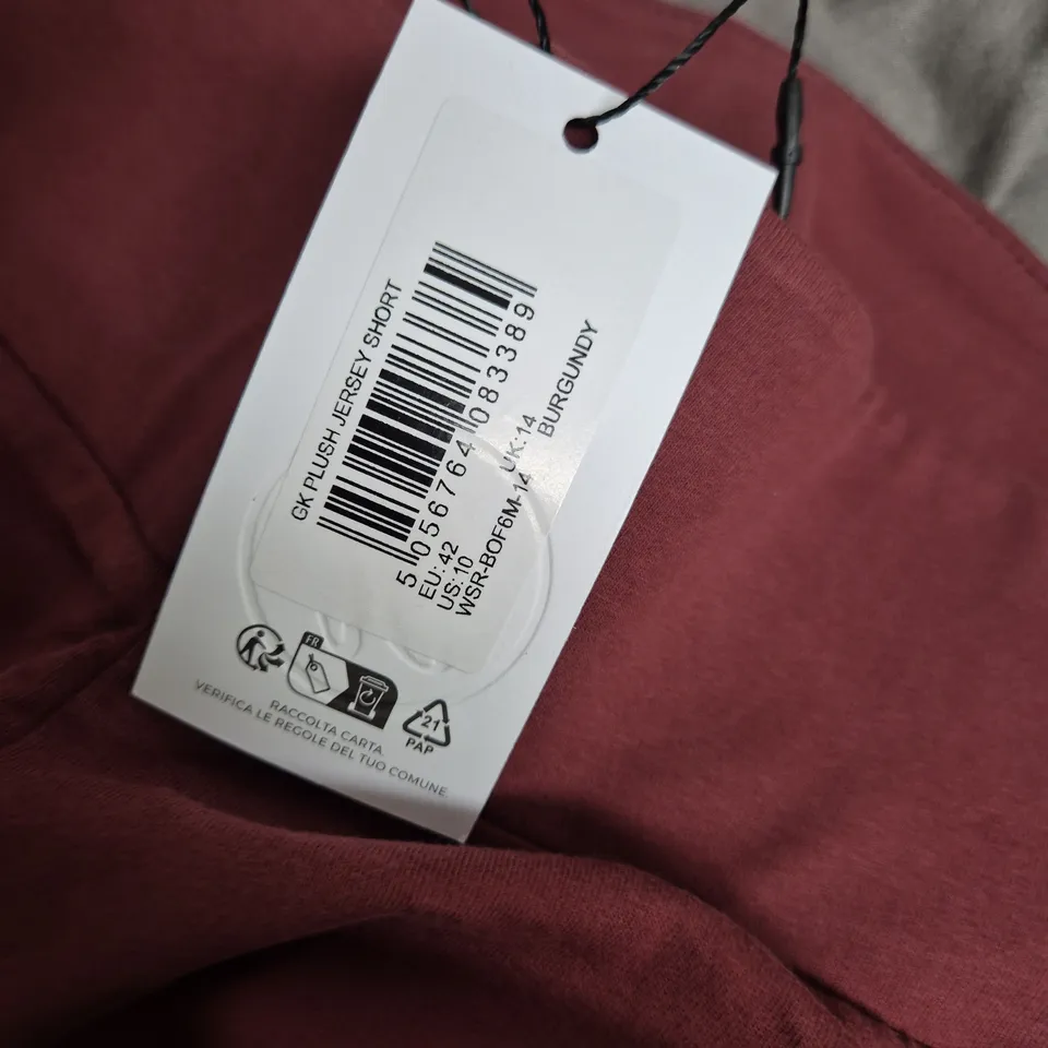GK PLUSH JERSEY SHORT – BURGUNDY, WOMEN'S UK 14