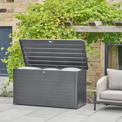 BOXED PACIFIC LIFESTYLE RHODE ISLAND LARGE GALVANISED STEEL CUSHION BOX ANTHRACITE (1 BOX) 