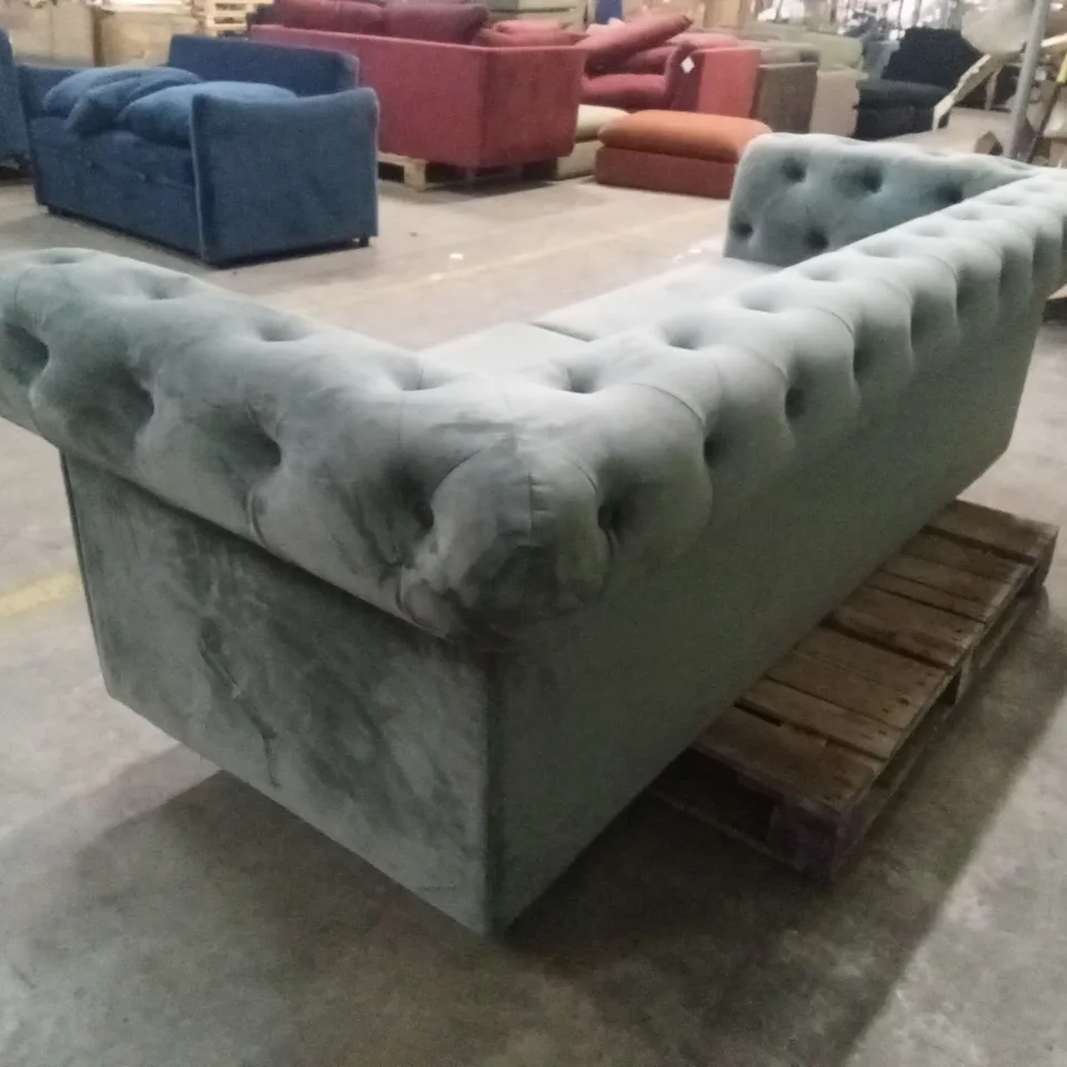 QUALITY DESIGNER 3 SEATER CHESTERFIELD SOFA BED - CHARCOAL VELVET