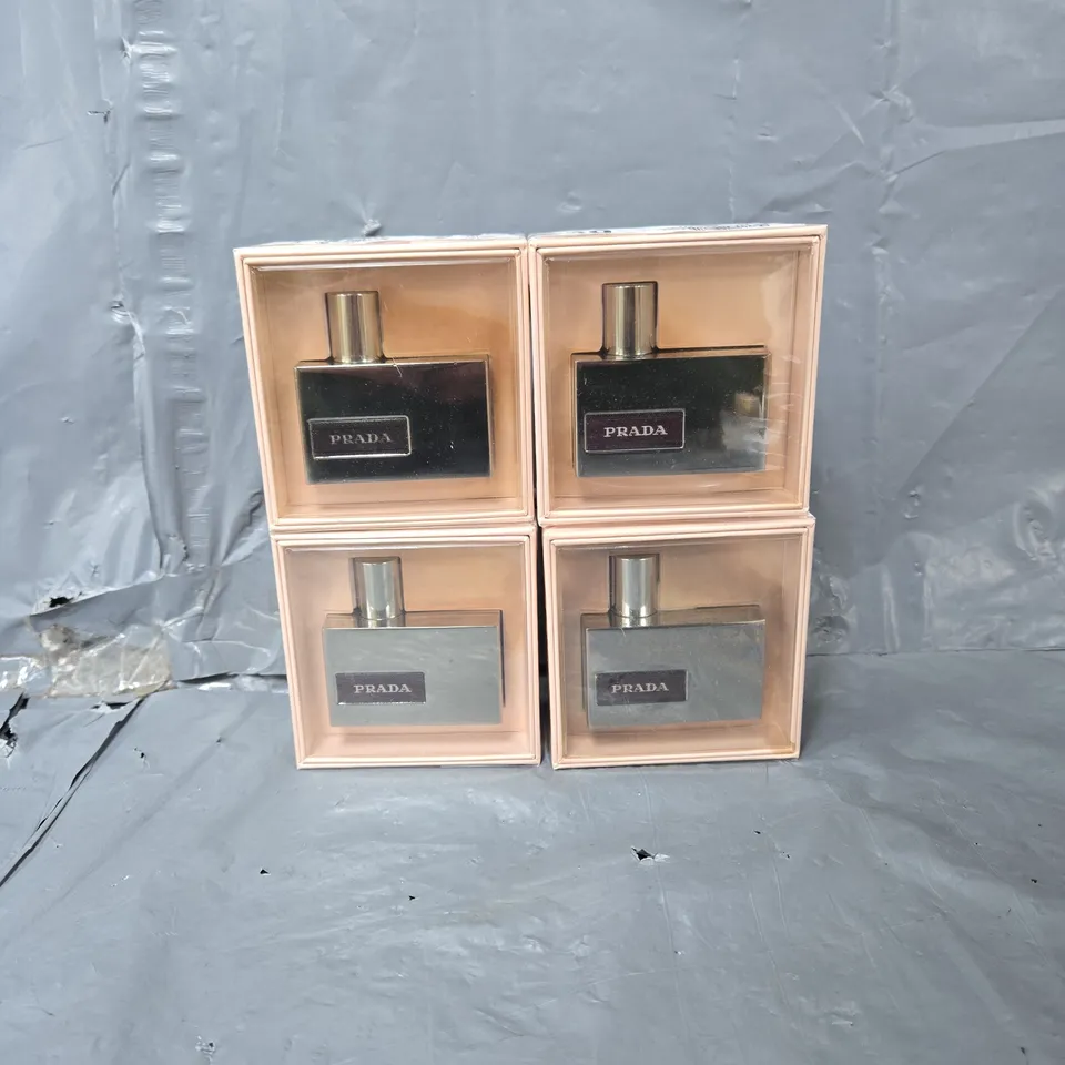 4 BOXED PRADA METALLIC EAU DE PARFUM VAPORIZADORS