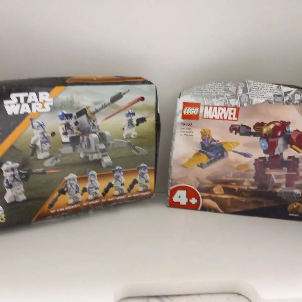 TWO ASSORTED LEGO PRODUCTS TO INCLUDE; 76263 IRON MAN HULKBUSTER VS THANOS AND 75345 501ST CLONE TROOPERS BATTLE PACK