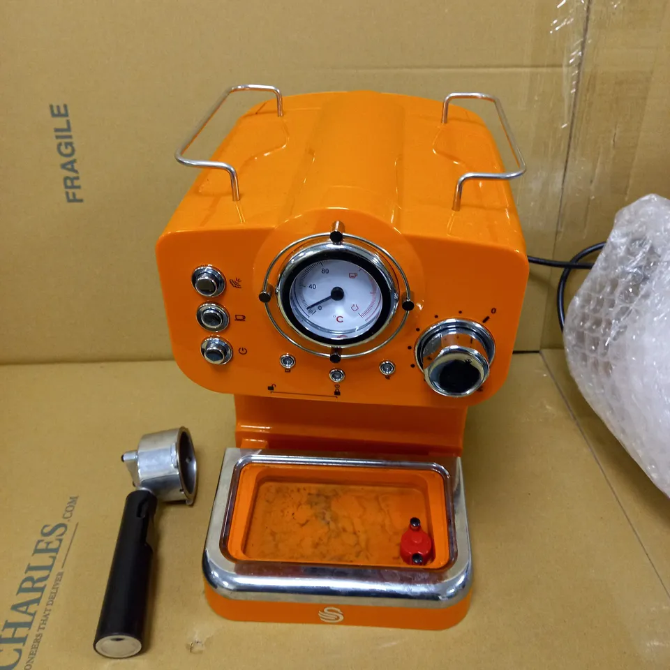 SWAN RETRO PUMP ESPRESSO COFFEE MACHINE - ORANGE