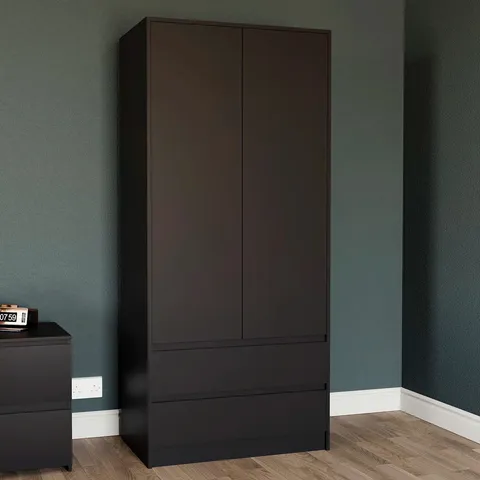 BOXED CUNHA 2 DOOR MDF & PARTICLEBOARD WARDROBE  (2 BOXES)