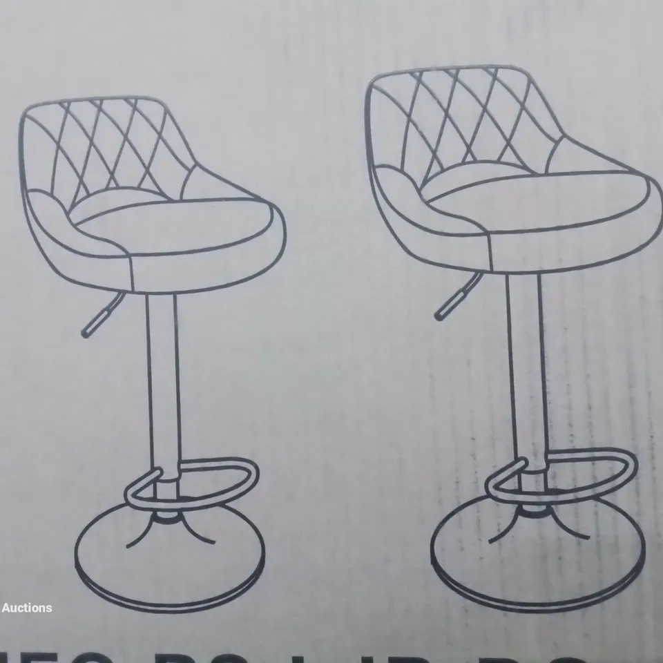 BOXED SET OF 2 NEO GREY FAUX LEATHER BAR STOOLS 