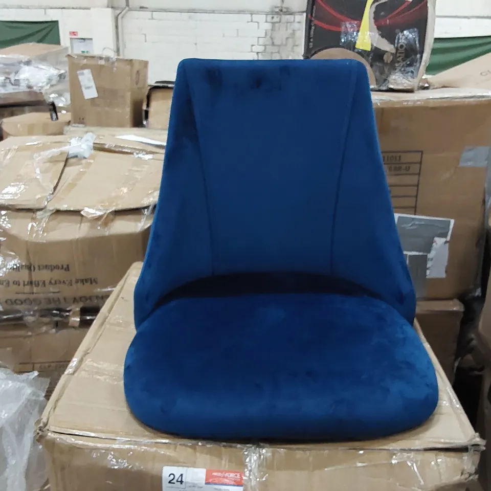BOXED CLIPOP FINN SET OF 2 BLUE VELVET DINING CHAIRS (1 BOX)