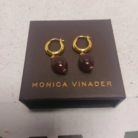 MONICA VINADER GOLD-PLATED HOOP EARRINGS WITH GARNET DROPS