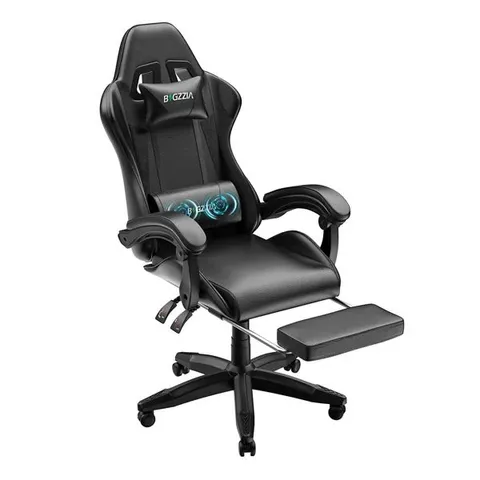 BOXED ERGONOMIC GAME CHAIR WITH MASSAGE LUMBAR SUPPORT AND FOOTREST (1 BOX)