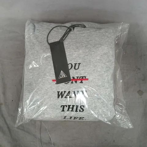 YOU DON'T WANT THIS LIFE LIMITED EDITION GREY REDLINE HOODIE SIZE SMALL