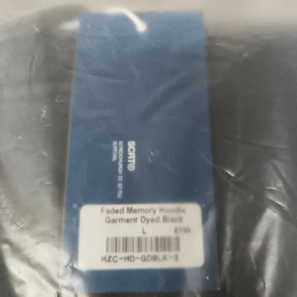 SCRT FADED MEMORY HOODIE - GARMENT-DYED BLACK, SIZE L