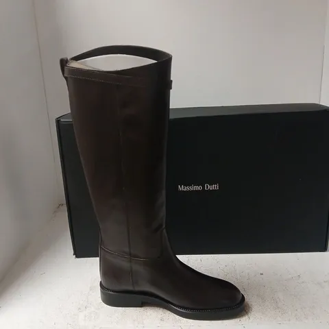 MASSIMO DUTTI BROWN LEATHER KNEE-HIGH BOOTS – UK 6